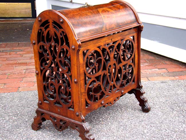 A Finely Carved English burled walnut 'Canterbury' circa 1850-1870